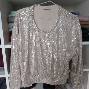 Sequin Embellished Women's Top - Silver/Gold